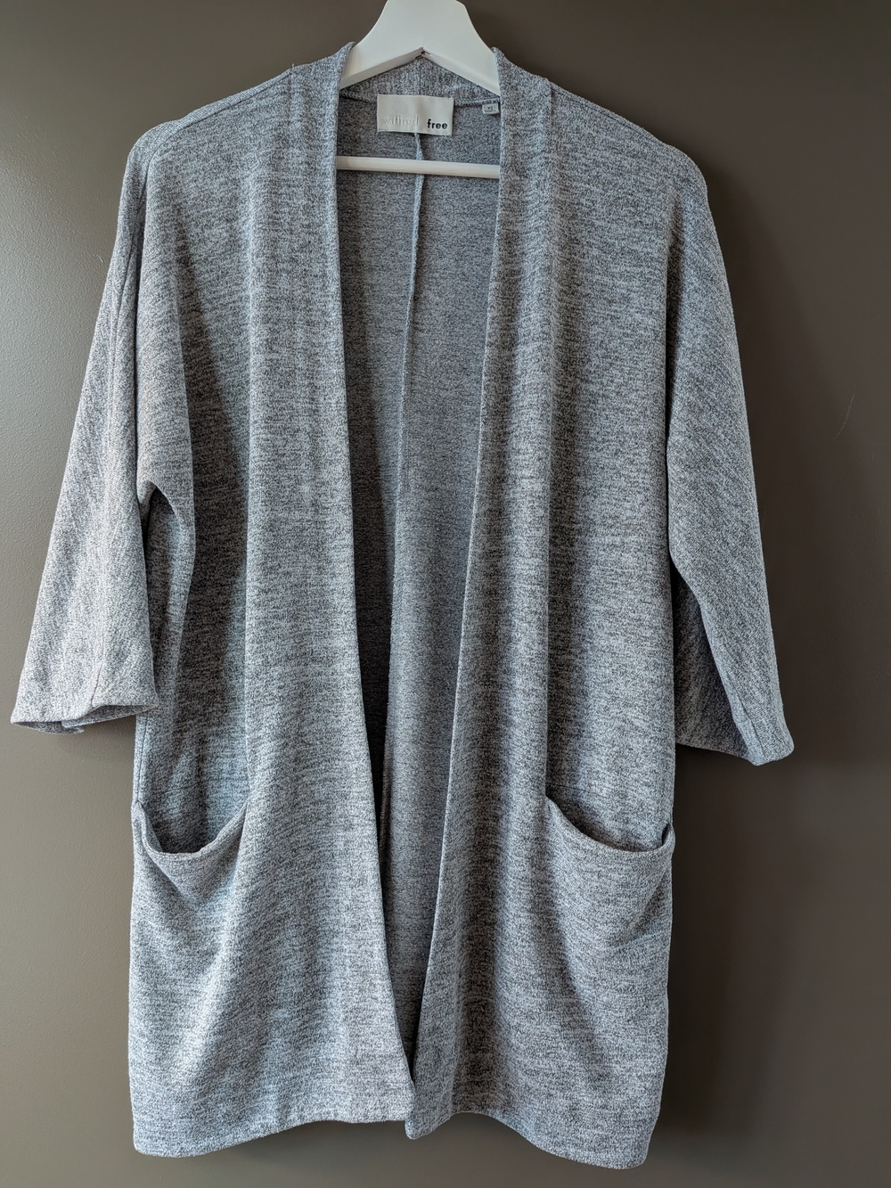 Aritzia Wilfred Free Zlata Open Front Cardigan Grey XS Oversized Minimalist